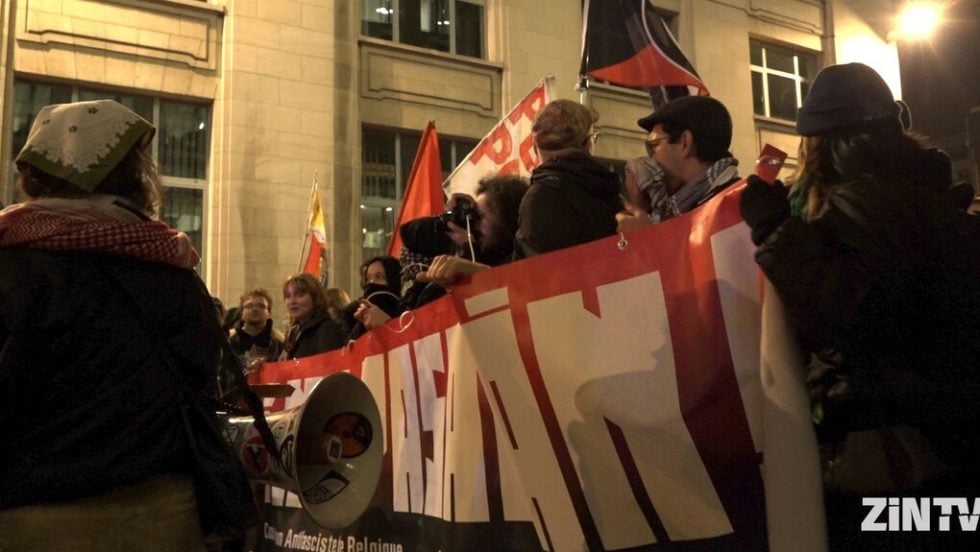 Στιγμιότυπo από την αντιφασιστική συγκέντρωση στις Βρυξέλλες τον Νοέμβριο του 2024